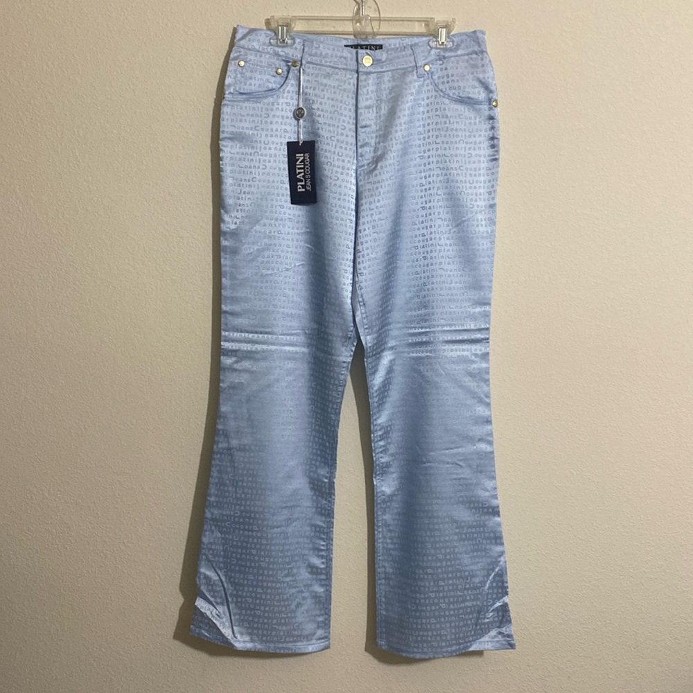 PLATINI JEANS Ghacham Cougar Wide Leg Pants Silk-look Women's Size 32